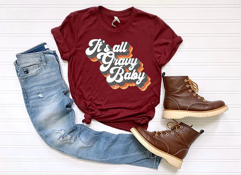 Its all Gravy Baby Retro Shadow Script Fall DTF Transfer